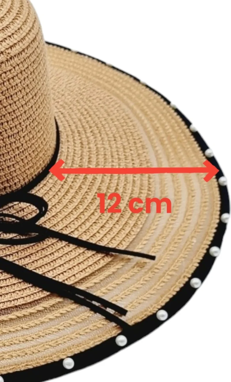 Tezzgelsin Women's Wide Brim Summer Straw Hat with Pearl Brim