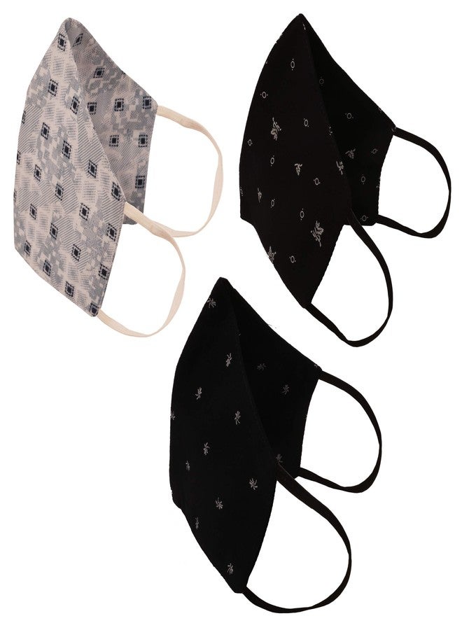 تتش ستون كمامة وجه قطنية من تاتشستون، ثلاث طبقات، قابلة لإعادة الاستخدام والغسل، مقاس صغير (عبوة من 3 كمامات). أسود، أبيض، أزرق - Image 1