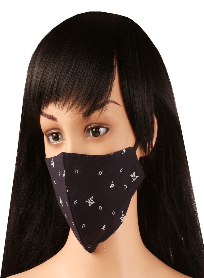 تتش ستون كمامة وجه قطنية من تاتشستون، ثلاث طبقات، قابلة لإعادة الاستخدام والغسل، مقاس صغير (عبوة من 3 كمامات). أسود، أبيض، أزرق - Image 3