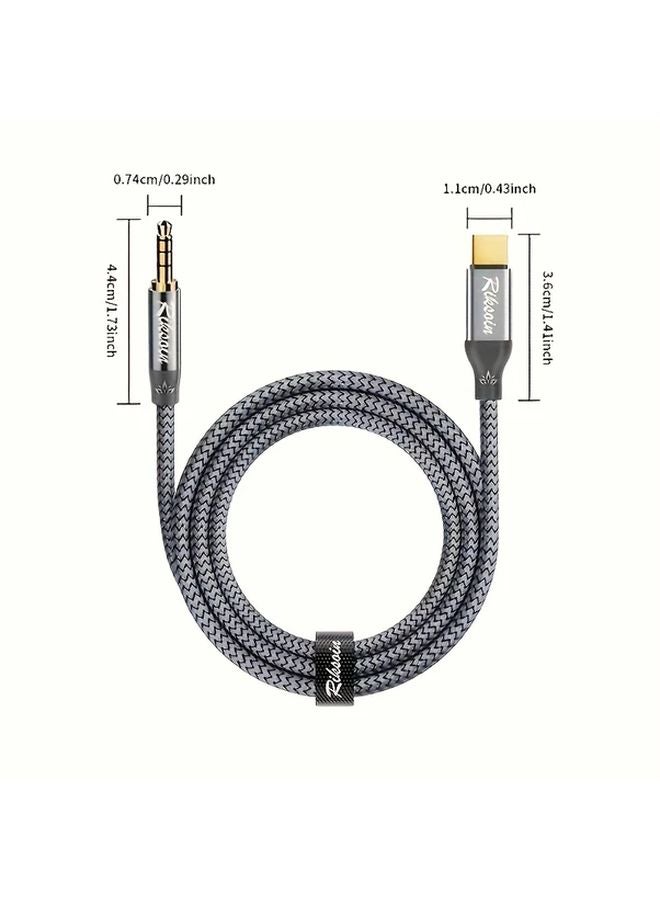 Riksoin 5M USB C to 3 5mm Aux Cable Nylon Braided Car Audio Adapter with Mic - Image 3