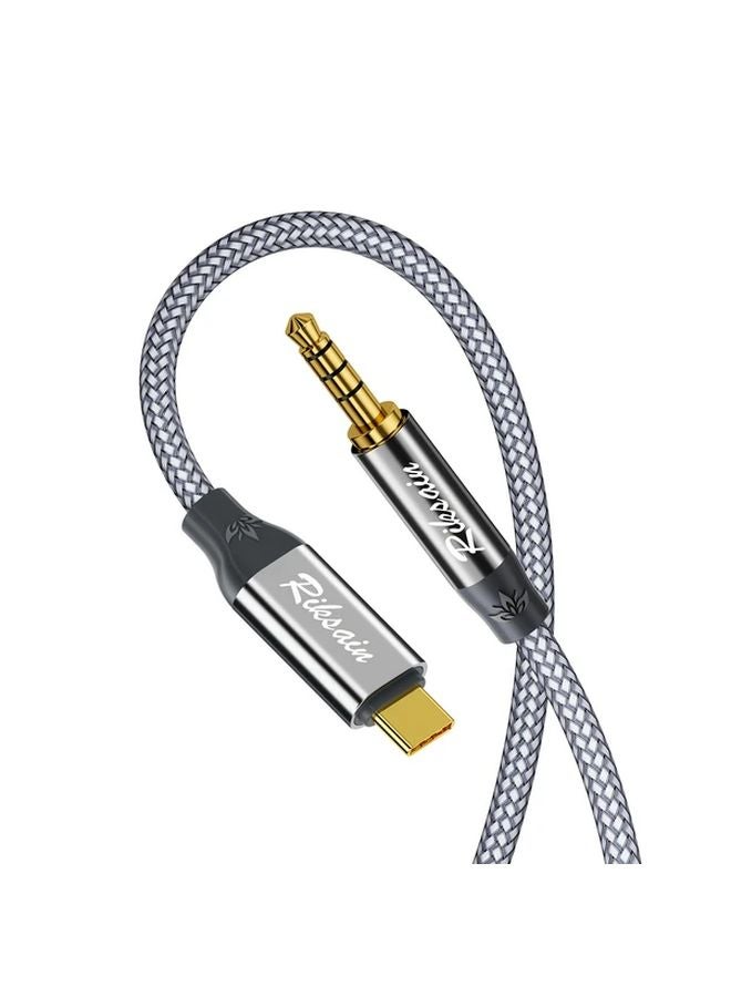 Riksoin 5M USB C to 3 5mm Aux Cable Nylon Braided Car Audio Adapter with Mic - Image 2
