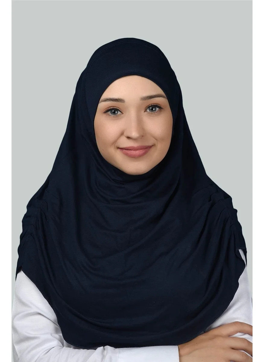 Altobeh Ready-made Turban Gathered Pleated Practical Scarf Hijab Hijab - Prayer Cover - Navy Blue