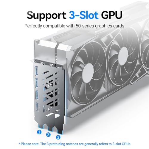 JEYI حامل بطاقة الرسوميات العمودي JEYI، مجموعة تركيب كابل Riser PCIe 5.0/4.0 لأجهزة الكمبيوتر، متوافق مع صناديق E-ATX و ATX - أسود (لا تشمل كابل Riser) - Image 2