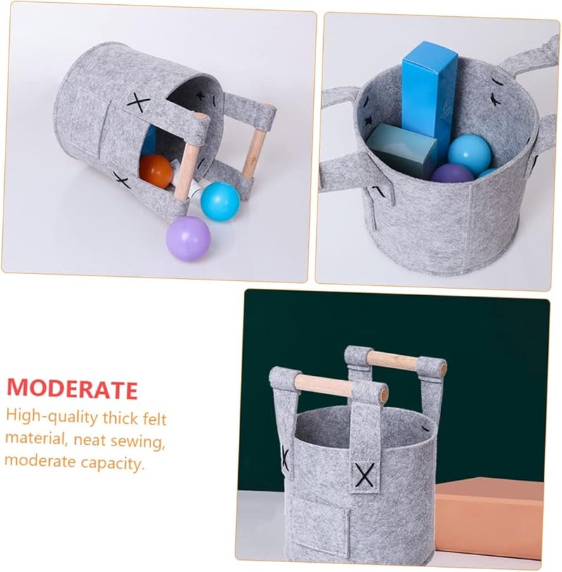 سلة تخزين كبيرة من اللباد الرمادي بمقابض، منظف متعدد الوظائف للملابس المنزلية - Image 5