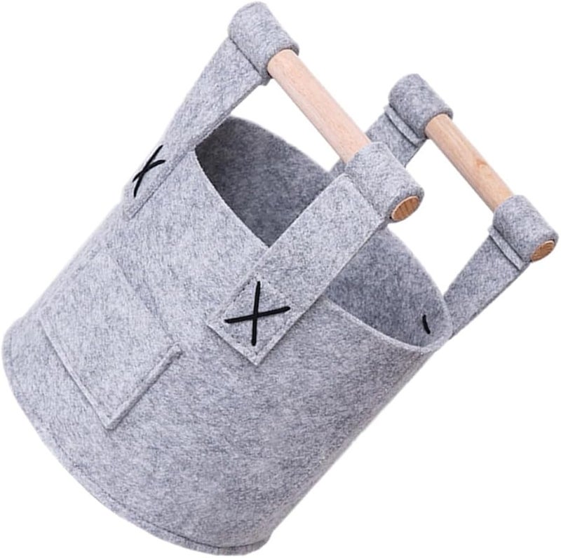 سلة تخزين كبيرة من اللباد الرمادي بمقابض، منظف متعدد الوظائف للملابس المنزلية - Image 1