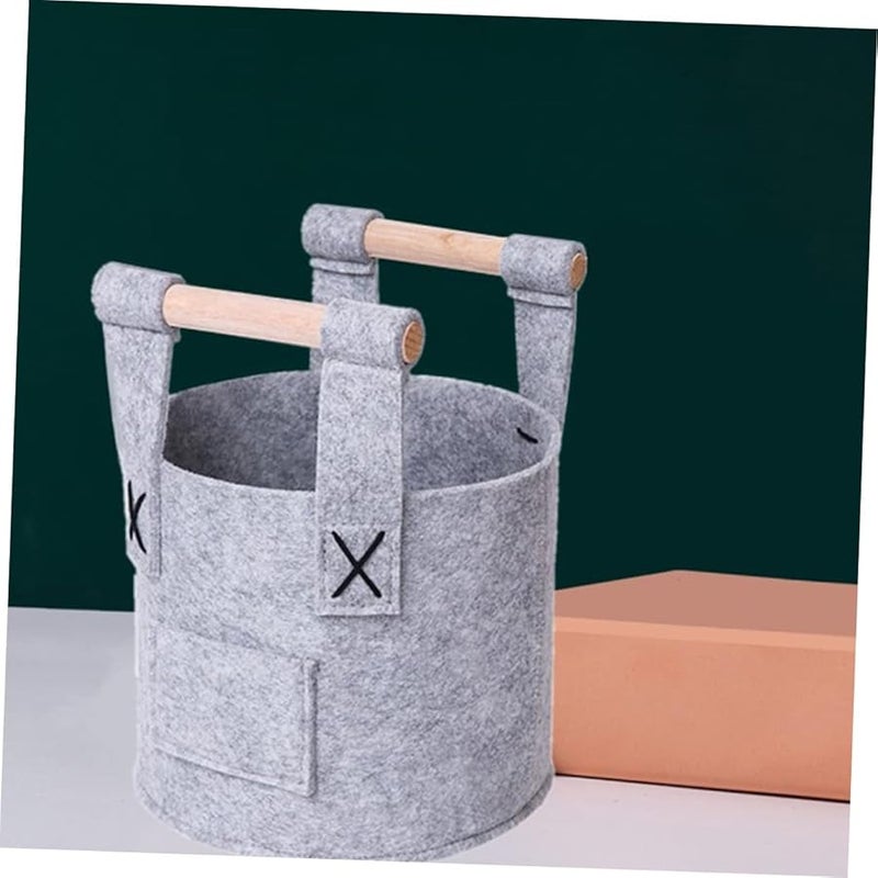 سلة تخزين كبيرة من اللباد الرمادي بمقابض، منظف متعدد الوظائف للملابس المنزلية - Image 4