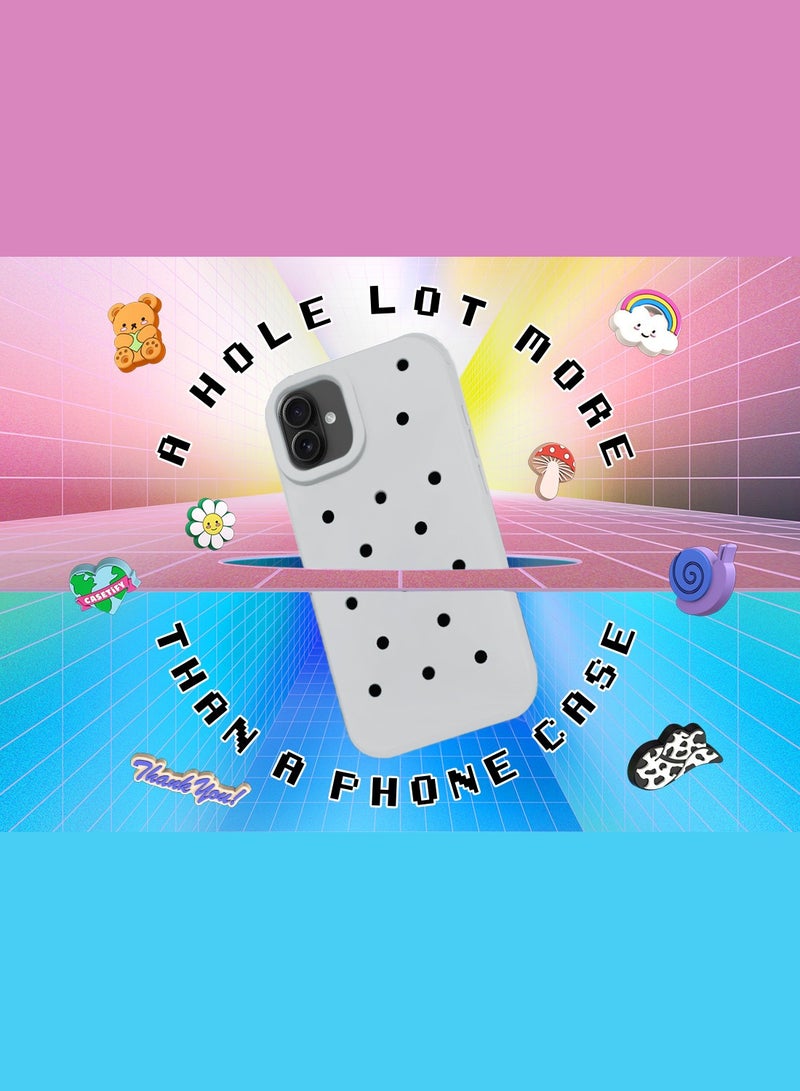 Wtech Apple iPhone 16 Plus 2024 Cute Cartoon Silicone Slippers Holes Shockproof DIY Phone Case Cover - White - Image 2