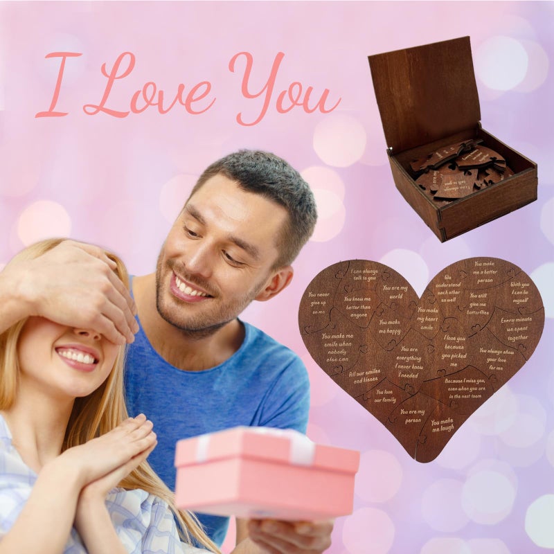 Della Stella Valentine Gifts for Him or Her,20 Reasons Why I Love You Heart Wooden Puzzle Box,Valentine's,Anniversary Wedding Gifts for Boyfriend,Girlfriend,Husband,Wife - Image 3