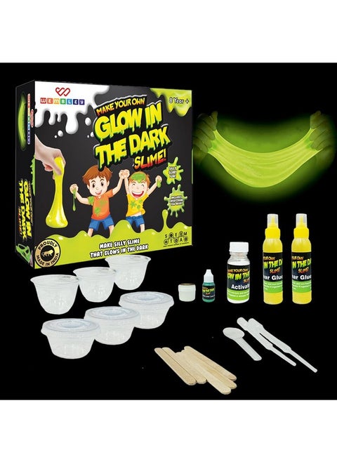 Wembley Slime Kit - Glow in The Dark | DIY Slime Maker Set for Kids Craft Activity Kit with Slime Activator | Science Experiment Kit | Satisfying Gadgets | Neon Slime Maker Non-Toxic BIS Approved
