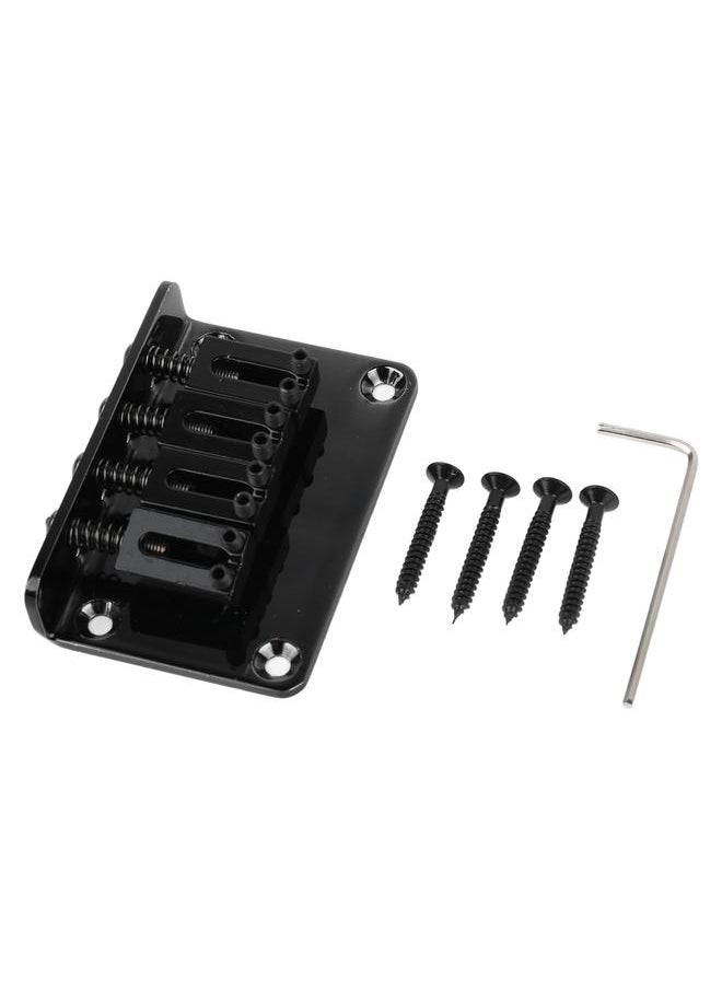 Thoraya - Electric Guitar Bridge 4 String Metal Fixed Hardtail Saddle Musical Instrument Accessories with Tool Set GA905 Black - Image 1
