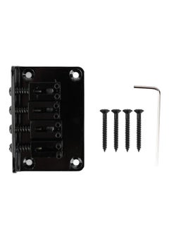 Electric Guitar Bridge 4 String Metal Fixed Hardtail Saddle Musical Instrument Accessories with Tool Set GA905 Black