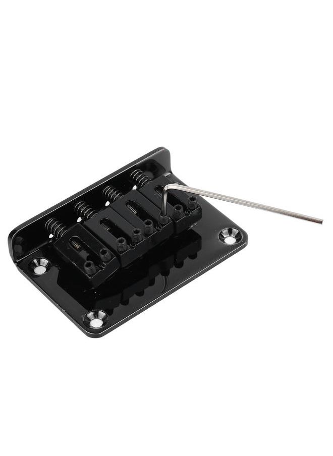 Thoraya - Electric Guitar Bridge 4 String Metal Fixed Hardtail Saddle Musical Instrument Accessories with Tool Set GA905 Black - Image 1