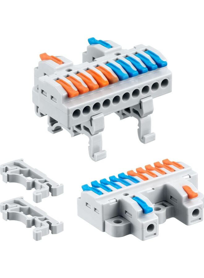 6 قطع من كتل طرفية DIN Rail، موصلات أسلاك توصيل DIY للدائرة المضمنة 28-12AWG (المقاس: 10OUT) - Image 1