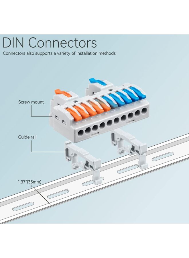 6 قطع من كتل طرفية DIN Rail، موصلات أسلاك توصيل DIY للدائرة المضمنة 28-12AWG (المقاس: 10OUT) - Image 3