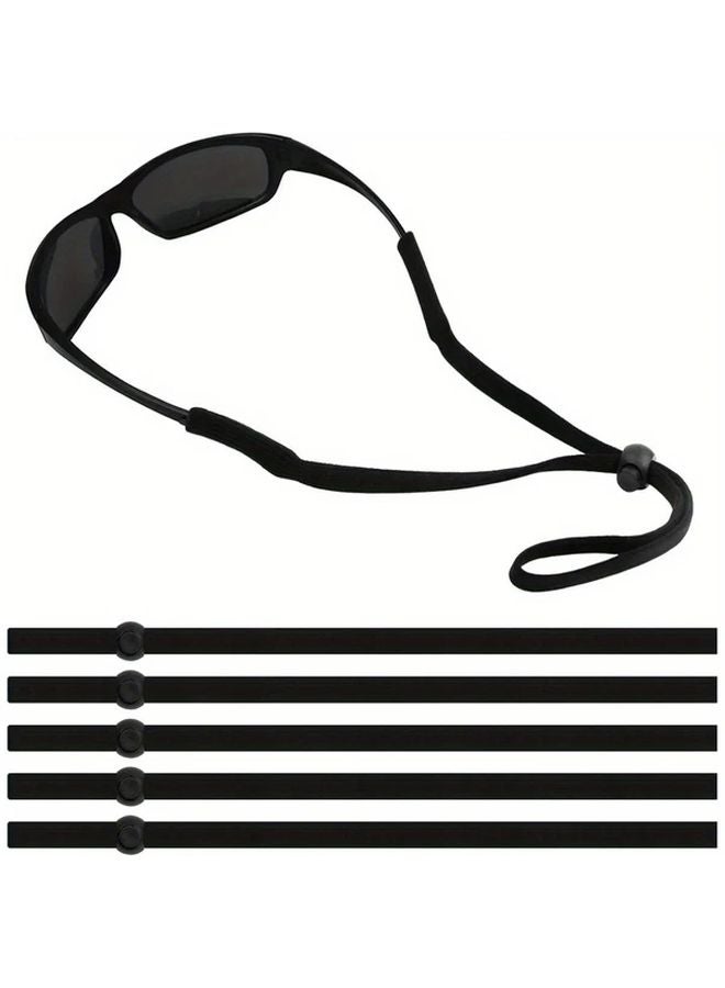 Black Adjustable Non Slip Glasses Straps 5 Pack with Buckles for Sports Running - Image 2
