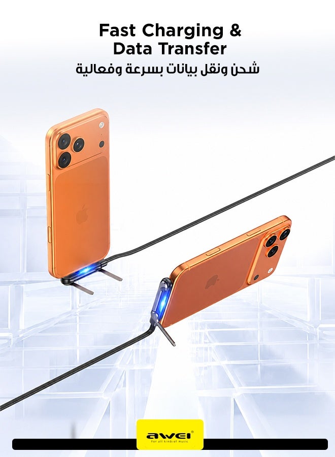 أوي كيبل شحن و نقل بيانات سريع  تايب سي إلى تايب سي بقدرة 240 واط - طول 1 متر، يدعم الشحن عالي السرعة و المزامنة، مزود بموصلات من سبيكة الزنك عالية التحمل لزيادة المتانة، متوافق مع آيفون 17 و آيفون 16 و آيباد و أجهزة USB-C. - Image 3