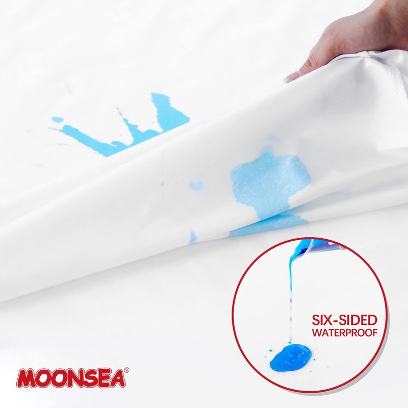 Moonsea Waterproof Crib Mattress Protector Zippered 2 Pack, 6-Side Waterproof Crib Mattress Encasement, Durable Zipper, Noiseless, 28'' X 52" X 6" - Image 2
