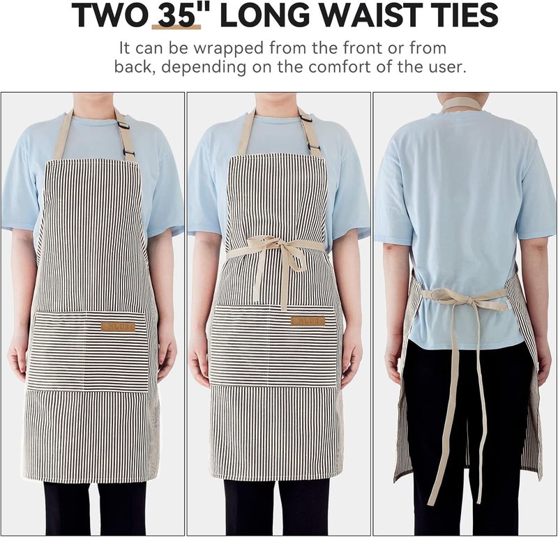 NLUS 2 Pack Kitchen Cooking Aprons, Adjustable Bib Soft Chef Apron with 2 Pockets for Men Women - Image 4