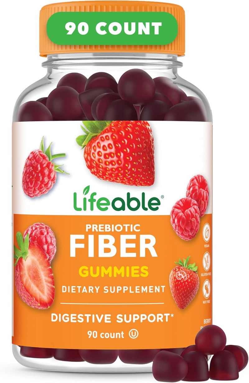 Lifeable Prebiotic Fiber Gummies for Adults  5g  Great Tasting Fiber Supplement Gummies  Prebiotic Gummies for Digestive Health  High Fiber Gummies for Women Men  90 Gummies - Image 1