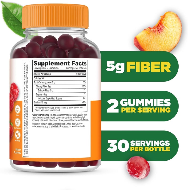 Lifeable Prebiotic Fiber Gummies for Adults  5g  Great Tasting Fiber Supplement Gummies  Prebiotic Gummies for Digestive Health  High Fiber Gummies for Women Men  90 Gummies - Image 2