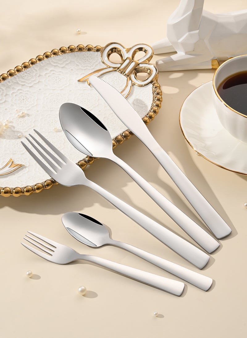 SUNHOME 30-Piece Stainless Steel Cutlery Set Silver - Image 5