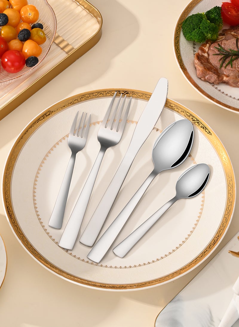 SUNHOME 30-Piece Stainless Steel Cutlery Set Silver - Image 4