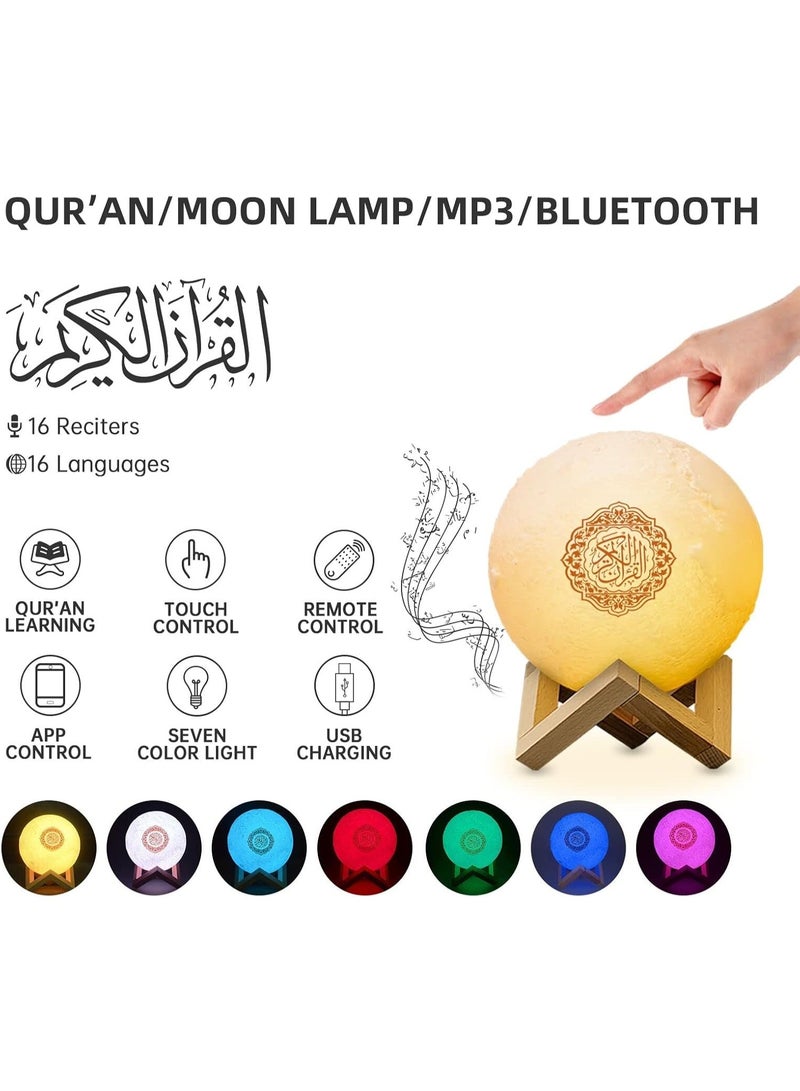 Equantu SQ168 Moon Lamp Quran Speaker - Kids Night Light Galaxy Lamp 7 Colors LED 3D Star Moon Light with Stand, Remote & Touch & APP Control, USB Rechargeable Quran Recitation Eid Mubarak hajj Gifts - Image 2