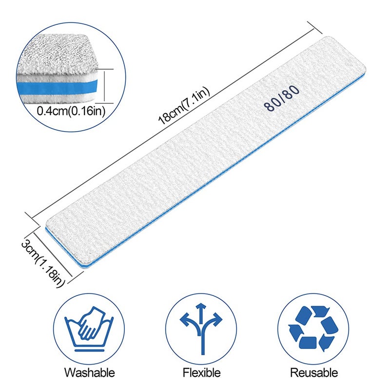 BLESWIN Nail File for Acrylic Nails 12pcs, 80/80 Grit Files Emery Boards, Jumbo Washable Thick Professional Square Nail File Manicure Tools for Nail Tech - Image 3