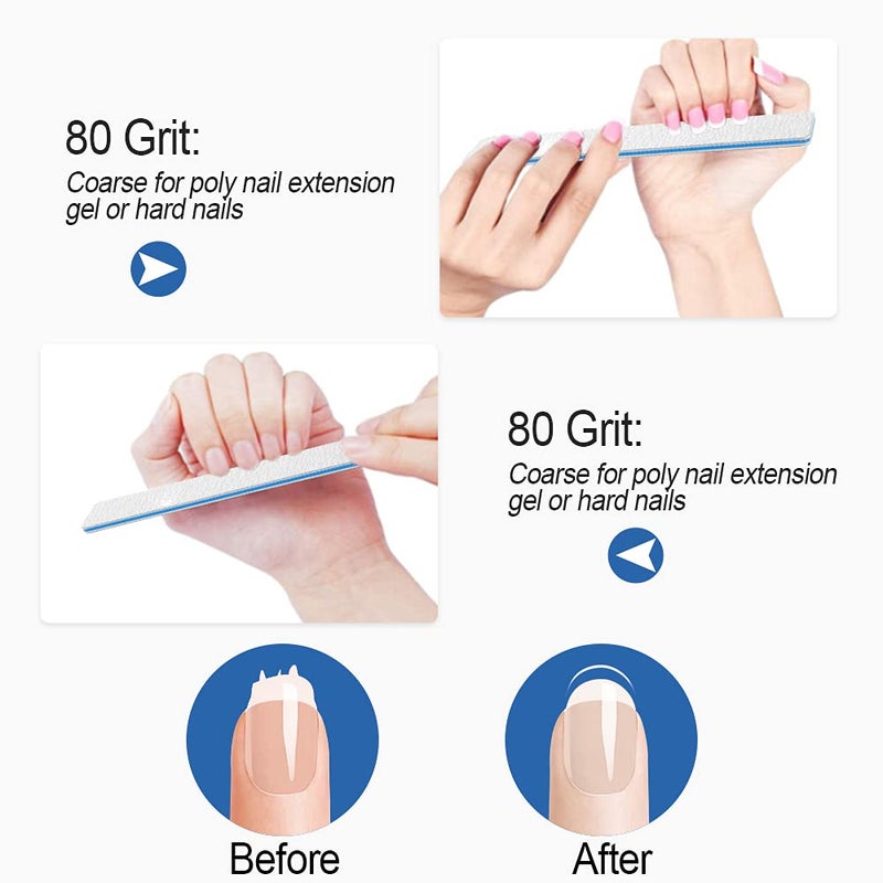 BLESWIN Nail File for Acrylic Nails 12pcs, 80/80 Grit Files Emery Boards, Jumbo Washable Thick Professional Square Nail File Manicure Tools for Nail Tech - Image 5