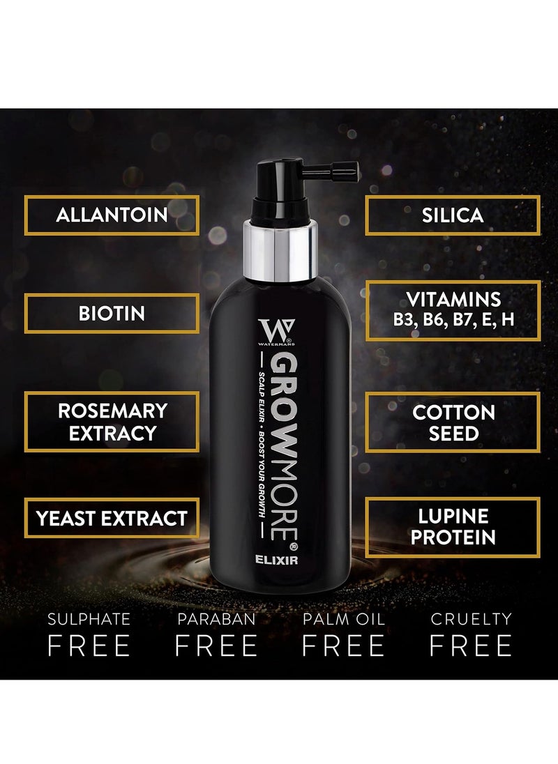Watermans Watermans Grow More, Hair Growth Serum, Visibly Thicker and Stronger Hair, Vegan, Scalp Treatment, DHT Blocker, Rosemary Oil, Biotin, None Medical - Improves scalp density 3.4 Fl Oz  - Image 3