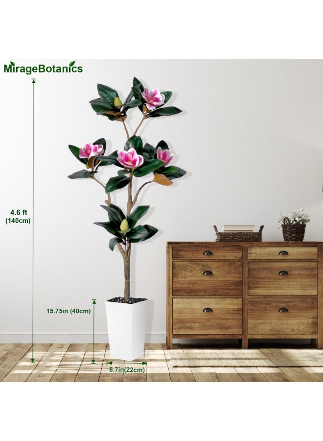 MirageBotanics Artificial Magnolia Tree 140cm, Faux Flower Plant with Big Leaves, Multi-Branch Trunks, Realistic Moss and Black Pebble, Fake Potted Greenery Floor Plant for Indoor, Home, Office, Living Room,Porch - Image 5