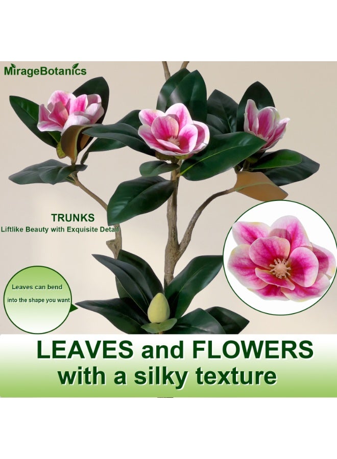 MirageBotanics Artificial Magnolia Tree 140cm, Faux Flower Plant with Big Leaves, Multi-Branch Trunks, Realistic Moss and Black Pebble, Fake Potted Greenery Floor Plant for Indoor, Home, Office, Living Room,Porch - Image 4
