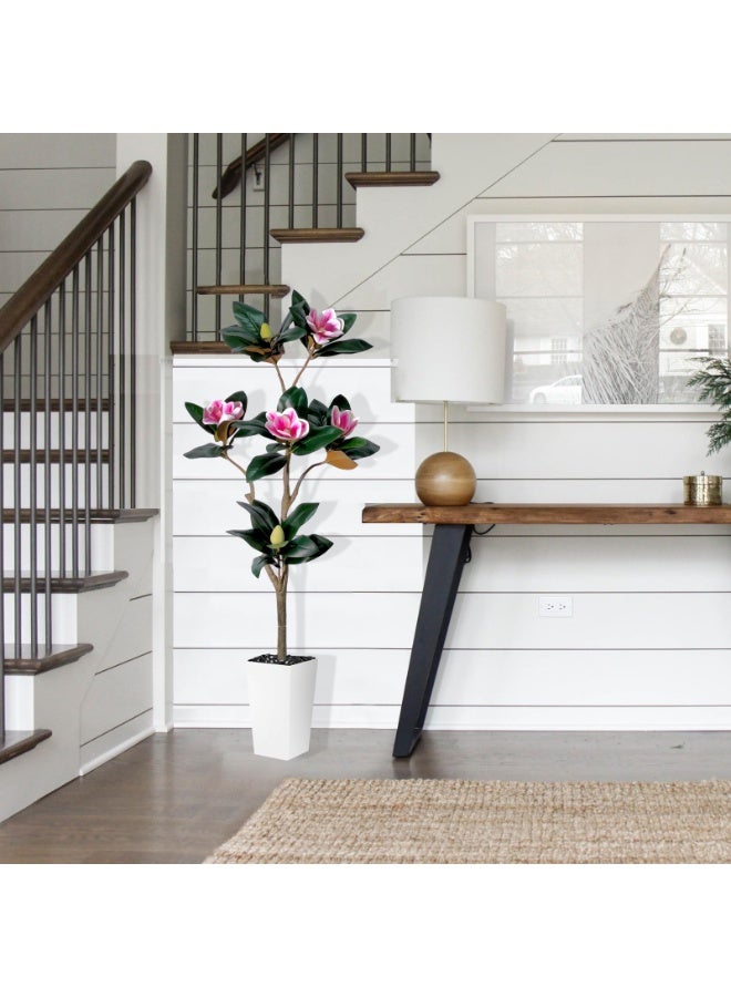 MirageBotanics Artificial Magnolia Tree 140cm, Faux Flower Plant with Big Leaves, Multi-Branch Trunks, Realistic Moss and Black Pebble, Fake Potted Greenery Floor Plant for Indoor, Home, Office, Living Room,Porch - Image 2