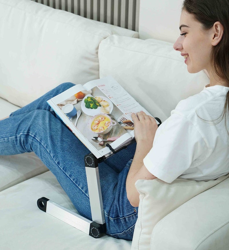 MNKXL Extra Large Book Stand Adjustable for Bed Sofa, Multifunctional Laptop Holder with Page Clips, Ergonomic Multi Heights Angles, Cooking Stands Heavy Textbook Portable, Black, 19.5 x 10 inches - Image 1