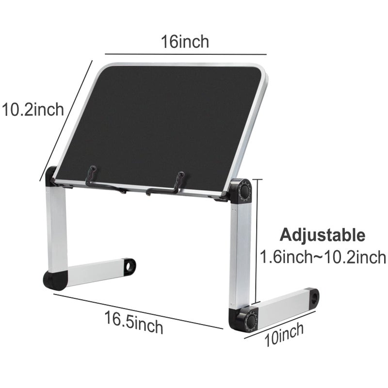 MNKXL Extra Large Book Stand Adjustable for Bed Sofa, Multifunctional Laptop Holder with Page Clips, Ergonomic Multi Heights Angles, Cooking Stands Heavy Textbook Portable, Black, 19.5 x 10 inches - Image 2