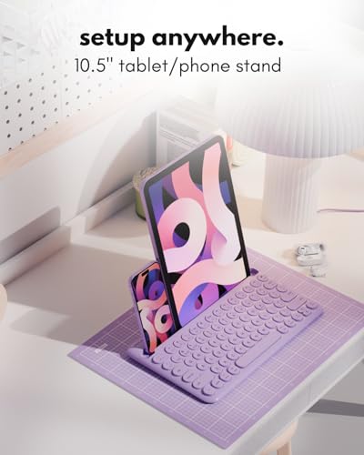 Macally Small Wireless Bluetooth Keyboard for iPad mini/Air/Pro, iPhone, Tablet, and Phone - 78 Key iPad Keyboard with Built-in Stand - Universal Compatible Multi Device - Purple - Image 4