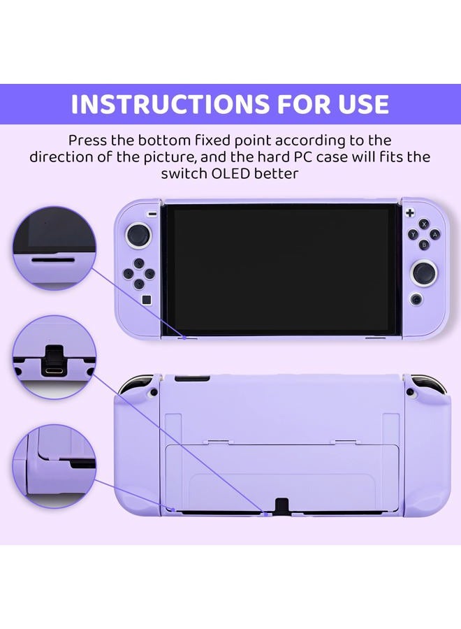 GLDRAM 9 in 1 Carrying Case for Nintendo Switch OLED, Cute Accessories Kit with Travel Case, Hard PC Cover, Glass Screen Protector, Thumb Grip Caps, Wrist Band, Shoulder Strap for Girls - Purple - Image 4