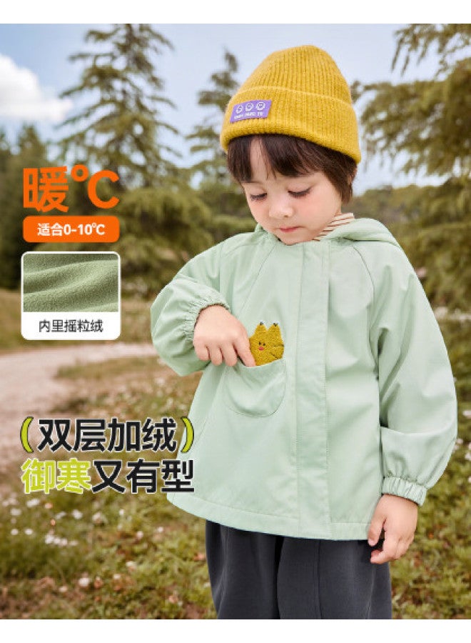 Doodle Home kids Hooded Jacket For Boys & Girls, Autumn Windproof Coat For Toddlers - Image 1