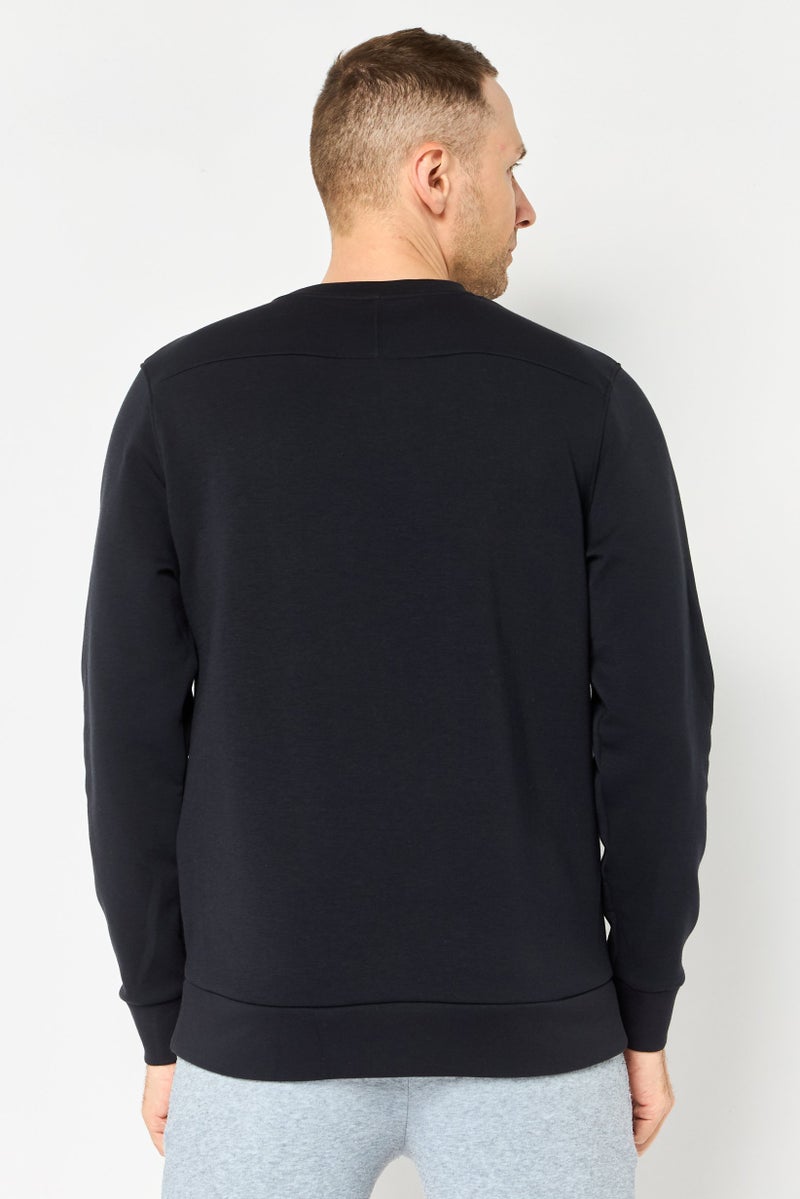 UNDER ARMOUR سويت شيرت خارجي طويل الأكمام فضفاض للرجال، أسود - Image 4