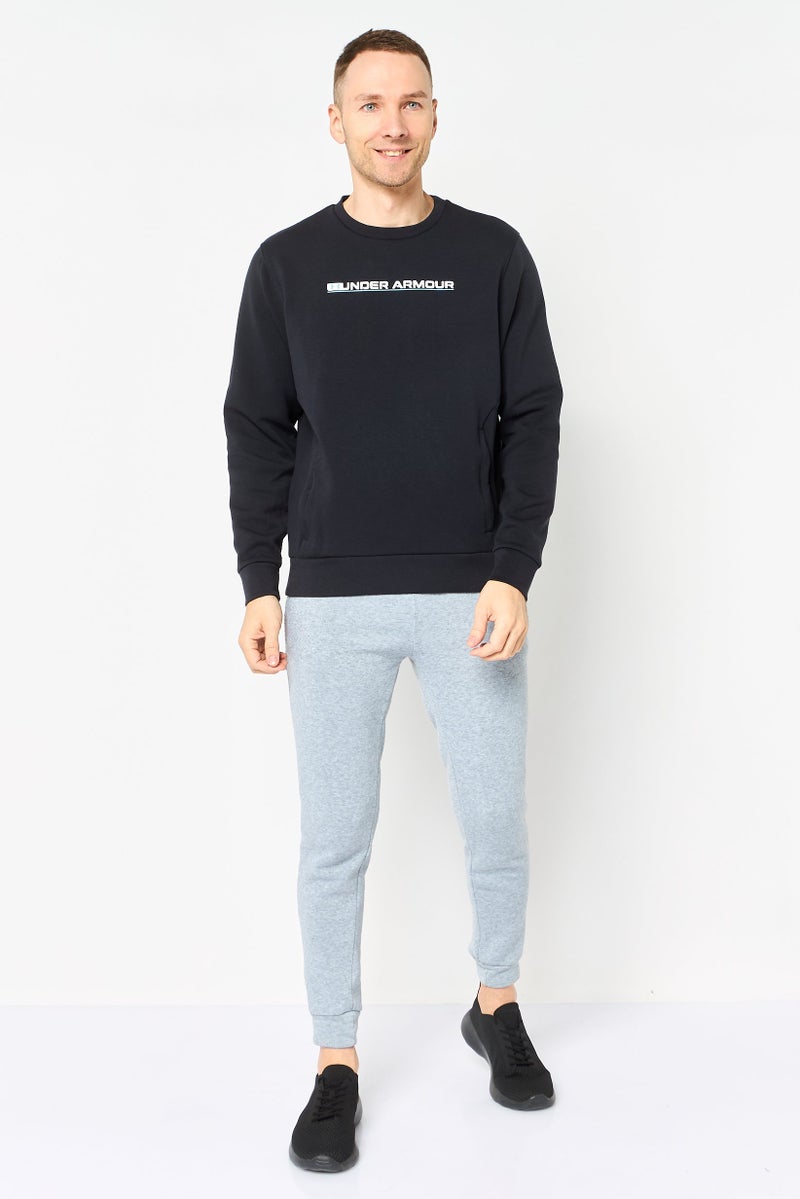 UNDER ARMOUR سويت شيرت خارجي طويل الأكمام فضفاض للرجال، أسود - Image 2