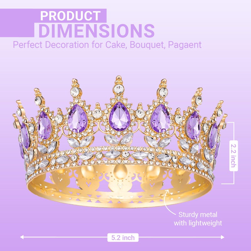 Queenship Crown for Women, Crystal Queen Crown for Birthday Costume Party Celebration (C#-Purple) - Image 2