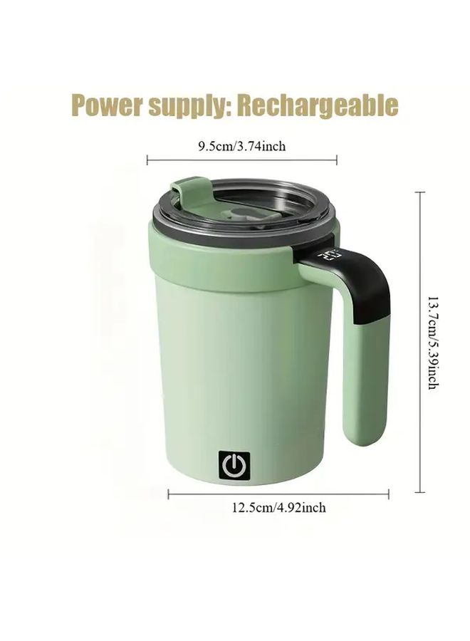 White Electric Stirring Cup USB Rechargeable With Temperature Display And Straw - Image 4