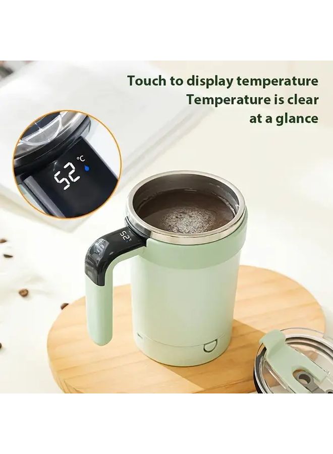 White Electric Stirring Cup USB Rechargeable With Temperature Display And Straw - Image 5