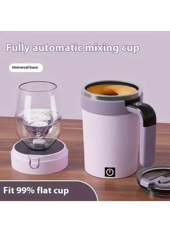 White Electric Stirring Cup USB Rechargeable With Temperature Display And Straw - Image 1