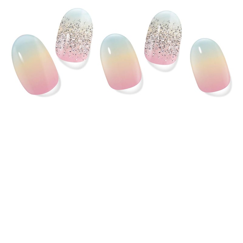 DUKASOU Gel Nail Strips No UV Light Needed, 22Pcs Graduated Rainbow Gel Nail Stickers for Women, Long Lasting Nails Polish Strip, Easy Apply& Remove