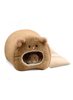 TOPINCN TOPINCN Hamster Bed, Winter Warm Cushion Fleece Hanging Cage Cute Hamster House Pet Nest Cute Cartoon Soft Warm House Hamster Mouse Small Animal Cave Home Hammock Dark Brown  - Image 1
