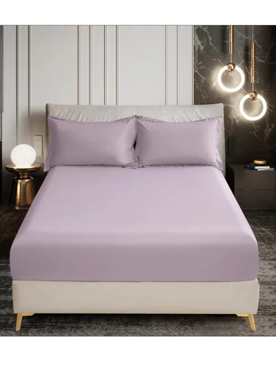 Donetella Bedding Fitted Sheet - Fits 200x200 Cm For Super King Bed - 3 Pcs (1 Fitted Sheet and 2 Pillowcases) - 35 Cm Deep Pocket - Solid Bed Sheet