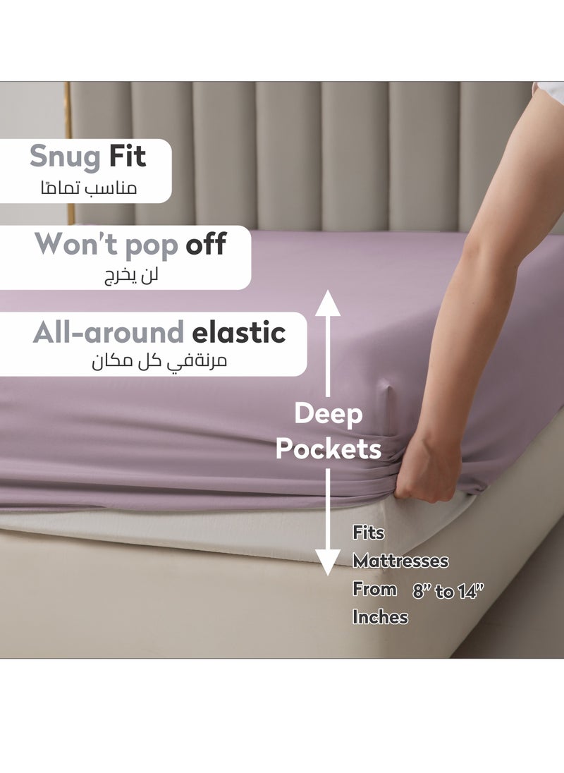 دوناتيلا - ملاءة سرير: 3 قطع الملك الحجم ورقة مع المخدة مجموعة ، فائقة لينة 35 سنتيمتر ستوكات التبريد لينة غطاء سرير ، رمادي فاتح - Image 1