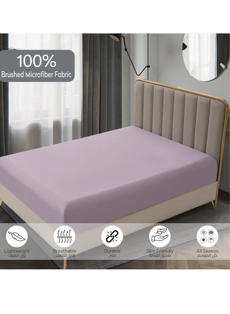 Donetella Bedding Fitted Sheet - Fits 200x200 Cm For Super King Bed - 3 Pcs (1 Fitted Sheet and 2 Pillowcases) - 35 Cm Deep Pocket - Solid Bed Sheet
