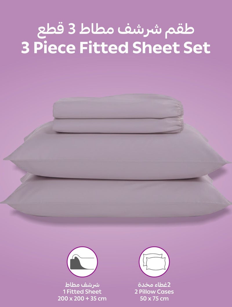 Donetella Bedding Fitted Sheet - Fits 200x200 Cm For Super King Bed - 3 Pcs (1 Fitted Sheet and 2 Pillowcases) - 35 Cm Deep Pocket - Solid Bed Sheet - Image 3